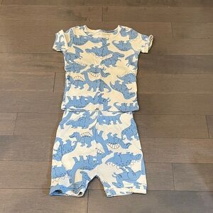 Old Navy Cream and Blue Dinosaur Kids Pajama Set